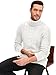 JEMLDL Turtleneck Men Sweater Pullover Twisted Pattern Casual Regular Fit Thick Winter Long Sleeve Cable Knit Sweaters White Medium