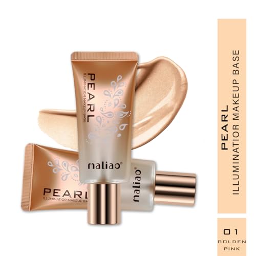 Image of Maliao Pearl Illuminator Makeup Base - Bright Pearl Color for Instant Skin Brightening (GOLDEN PINK) 40g