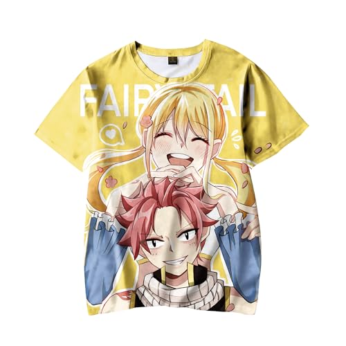 Anjinguang FAIRY TAIL T-Shirt Erza Scarlet Natsu Dragneel Lucy Heartfilia Anime d'Été Cosplay Manches Courtes Col Rond Dessin Animé Mode Casual Sport Top Hommes...