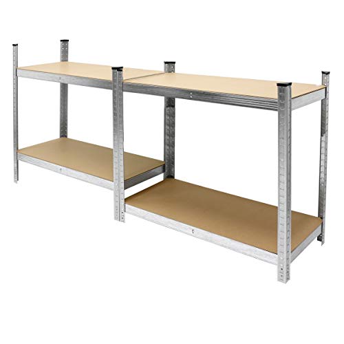 Miniatura 5 de Ecd Germany 2x Estanterías De Taller Galvanizadas 160x80x40 Cm Estante Industrial Trabajos Pesados Garaje Almacenamiento 4 Baldas Capacidad Carga 320 Kg Banco Metálico Sin Tornillos Altura Ajustable