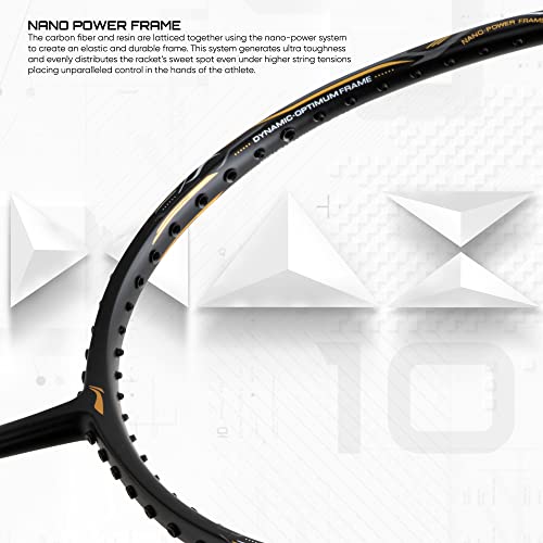 Li-Ning G-Force Superlite Max 10 Carbon Fibre Badminton Racket with Free Full Cover(80 Grams, 28 Lbs) (Black/Gold/White) 4 41CXVXHLpyL