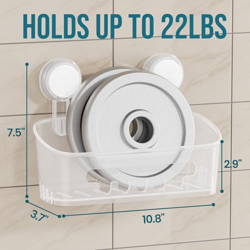 Image of TAILI Shower Caddy Suction Cup 2 Pack, Heavy Duty Bathroom Organizer, Removable Shelves for Inside Shower, Shampoo, Waterproof Suction Plastic Storage for Bathroom Accessories Holder, Frosted Clear