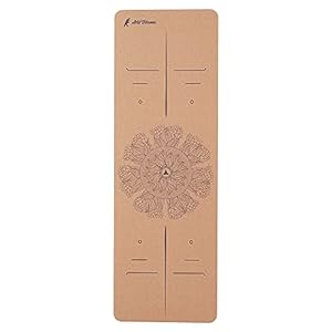 AW Fitness Premium Cork Yoga Mat | Extra Thick, Long | Natural Cork & Non-Toxic Rubber | Best for Yoga, Pilates, Exercise | Mandala Meditation Design with Markers (72-Inch x 24-Inch x 5mm Thick)