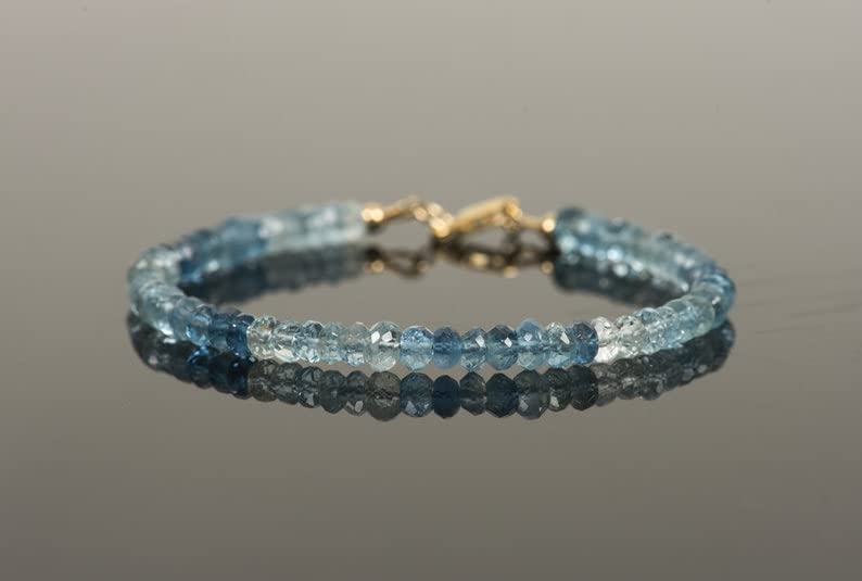 Bracelet aigue-marine véritable pour rompre la monotonie des bijoux - 4