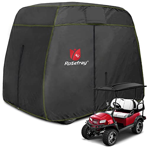 Rosefray 600D Waterproof Golf Cart Cover Universal Fits for Most 4 Passenger Golf Cart-Black Fits EZGO, Club Car, Yamaha