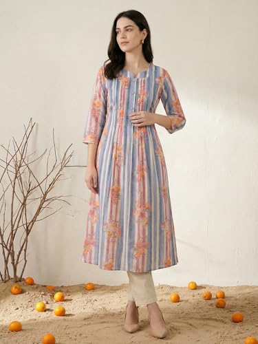 Image of INDO ERA Women's Cotton Ethnic Co-Ord Set | Kurta Pant Set | Stylish Cotton Suit Set for Women,10126 | Cord Set For Women Cotton |