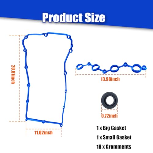 Image of VS50698R Engine Valve Cover Gasket Set for 2008 Dodge Avenger Journey Caliber 1.8 2.0 2.4L, for 2008 Jeep Compass Patriot, for 200 Sebring 2007 2008 2009 2010 2011 2012-2020, Replace 04884763AA VC167G