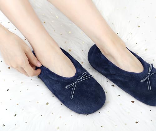Image of Keyela Women's Ballerina Slippers,Non-Slip Bedroom Slippers Socks | Soft fuzzy slipper socks for ladies Indoor home slippers Cozy sock slippers Ballet Slippers