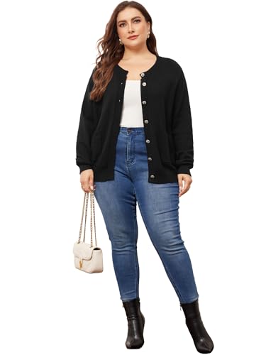 Agnes Orinda Cardigan Sweaters for Women Plus Size Long Sleeve Button Down Crew Neck Classic Sweater Knit Cardigans3