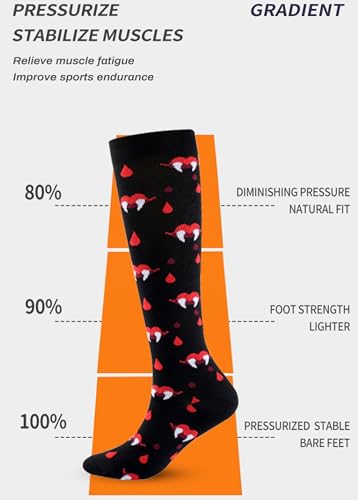 Image of Women's Knee High Compression Socks for Running Work Support Nurses Pregnancy Travel,Colorful Over The Calf Socks,#W402