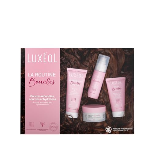 LUXEOL - Routine Cheveux Bouclés - Format Voyage - Sublime Les Boucles - Limite les Frisottis - Parfum Gourmand - Shampooing 75ml + Masque 50ml + Crème De...
