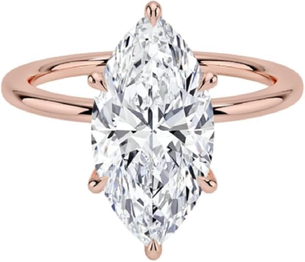 10K/14K/18K Solid Gold Marquise Cut Moissanite Engagement Ring 1-5 CT Solitaire Classic Wedding Ring for Women Birthday Gifts for Her