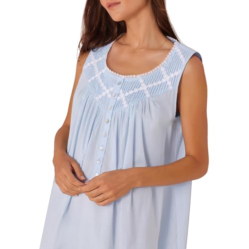 Image of Eileen West Sleepwear & Loungewear for Women - Poetic Woven Lawn Collection - 100% Cotton Lightweight Sleeveless Nightgown