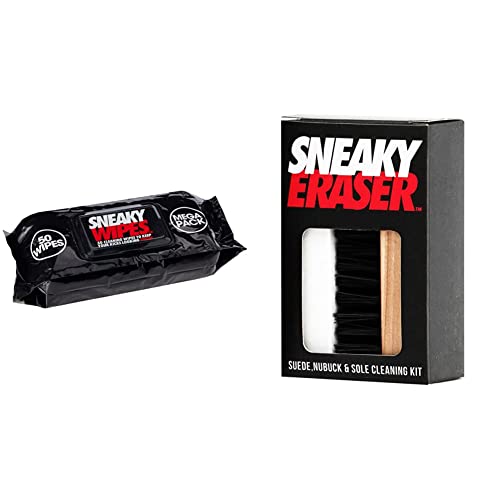 Image of SNEAKY Men's (50pack) Shoe Wipes 50pack, White, One Size UK Eraser - premium suede, nubuck and mid sole stain remover cleaner