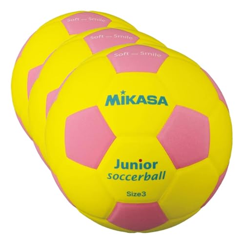 ミカサ(MIKASA) ジュニア サッカーボール 3号 スマイルサッカー 約150g イエロー/ピンク SF3J-YP 推奨内圧0.10~0.15(kgf/㎠) (× 3)（Amazon）
