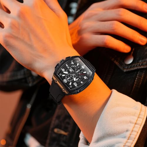 Image of OLEVS Mens Watches Stylish Chronograph Waterproof Luminous Silicon Strap Multifunction Watches for Men Business Men Wrist Watch