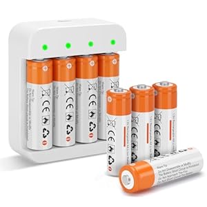 8 Pack Rechargeable 1.5V AA Size Lithium Batteries for Blink Camera, Long-Lasting Double A Battery 2600mWh with 2H Fast Charger (4 Bay Independent Slot)