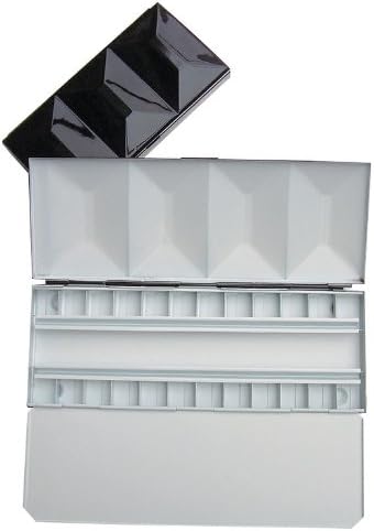 Creative Mark Watercolor Half Pan Box 24 Half Pans - Enamel, Fold-Out Palette, Brush Channel - White