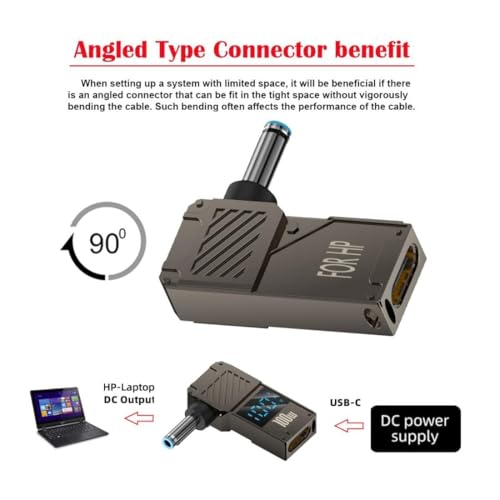 Image of ETZIN USB C to Smart Tip Connector 4.5 x 3.0mm for HP Laptops 100w PD Converter USB C to Smart Tip Connector