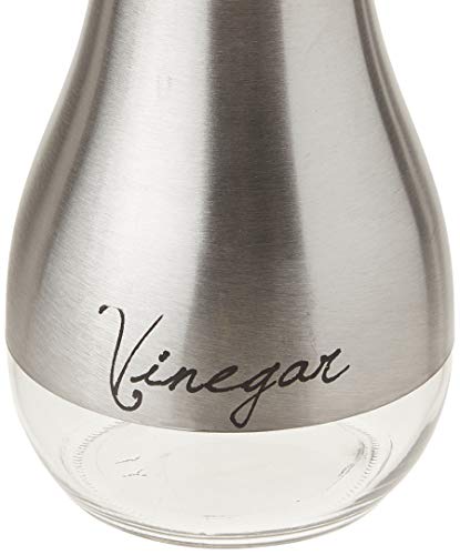 image for Circleware Cafe Contempo Stainless Glass Vinegar Container Bottles Set