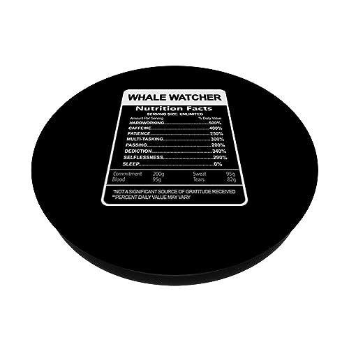 Whale watcher Nutrition Facts Sarcastic PopSockets Swappable PopGrip, Black - Image 2