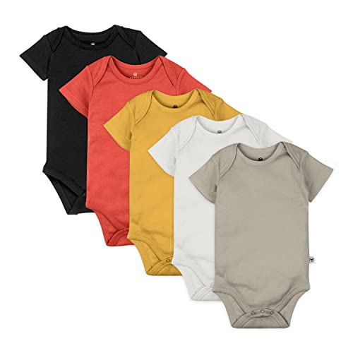 Image of HonestBaby baby-boys 5-pack Short Sleeve Bodysuits One-piece 100% Organic Cotton for Infant Baby Boys