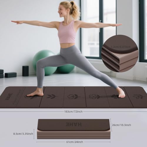 HAHE Extra Thick 7-Fold Yoga Mat, 72"x24"x0.47" TPE Exercise Mat - Image 2