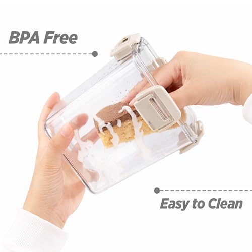 Image of MILTON Clear View 1000 Rectangle,Airtight Food Grade Modular Plastic Container,BPA Free,Stackable,Transparent, 4 side Double Locks,Recyclable,Freezer Safe,Ideal for Cereals,Pulses,Snacks,Cookies