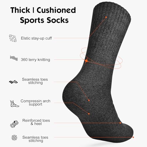 Image of 360 Cushioned Thermal Crew Socks Men Women, Thick &Warm Boot Sports Socks Hunting Sking Hiking Home Work Outdoor