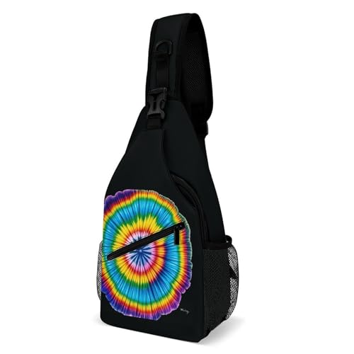 Cross Body Bags Tie Dye Hippies Printed Sling Bags Chest Pack Travel Chest Bag Cross Body Shoulder for Men Women