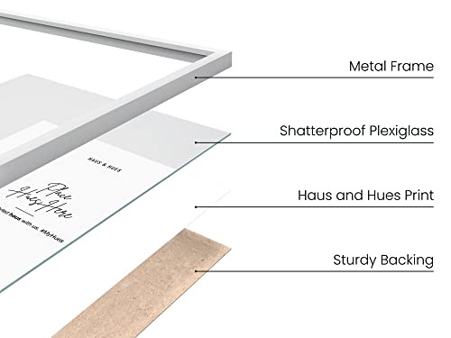 HAUS AND HUES 8 By 10 Picture Frames - 8x10 Picture Frame Set of 3, Frame For Three 8x10 Frames White Frames Gallery Wall, 8 x 10 Frames White, 3 Photo Picture Frame Metallic, (White Aluminum Frames)