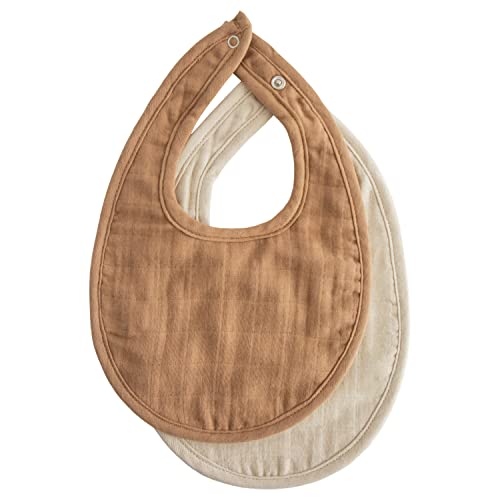 Image of mushie Muslin Baby Bib | Soft Cotton for Infant Drips, Drools & Feedings | Adjustable Fit | 2 Pack