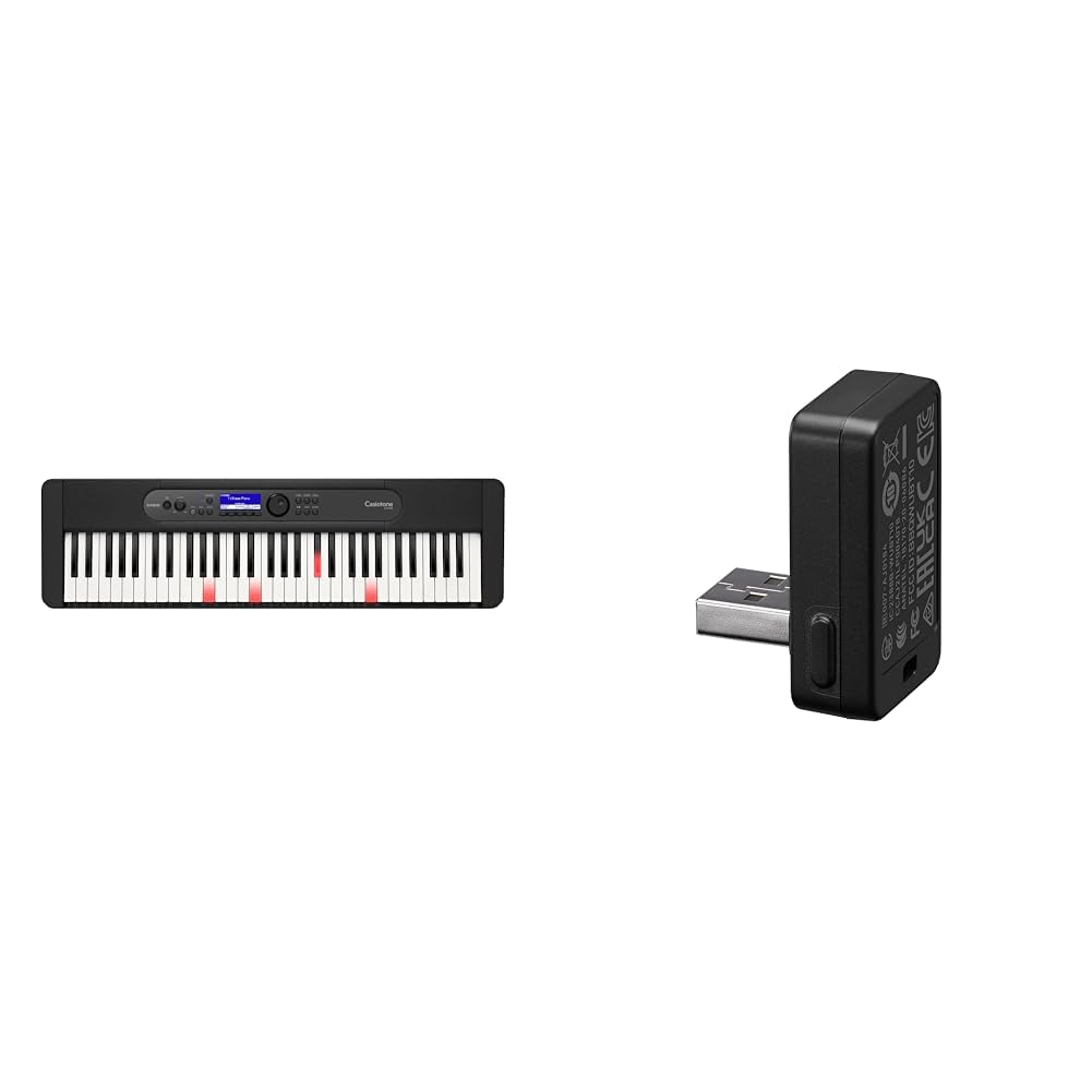 Casio LK-S450 CASIOTONE Top Clavier à touches lumineuses avec 61 touches à frappe dynamique au look piano & WU-BT10 Bluetooth Dongle