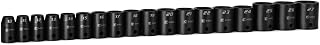 Capri Tools 1/2 in. Drive Shallow Impact Socket Set, 10 to 27 mm, Metric, 18-Piece