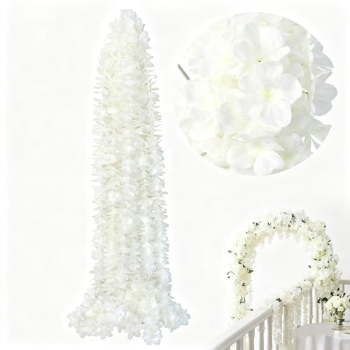 CHUANFU 10 Piezas 100 cm Guirnaldas de Flores Artificiales Blancas, Guirnalda Decorativa de Flores de Cattleya, Falsas Colgante Vides de Seda Plantas, para Boda Arco Dormitorio Pared Decoración