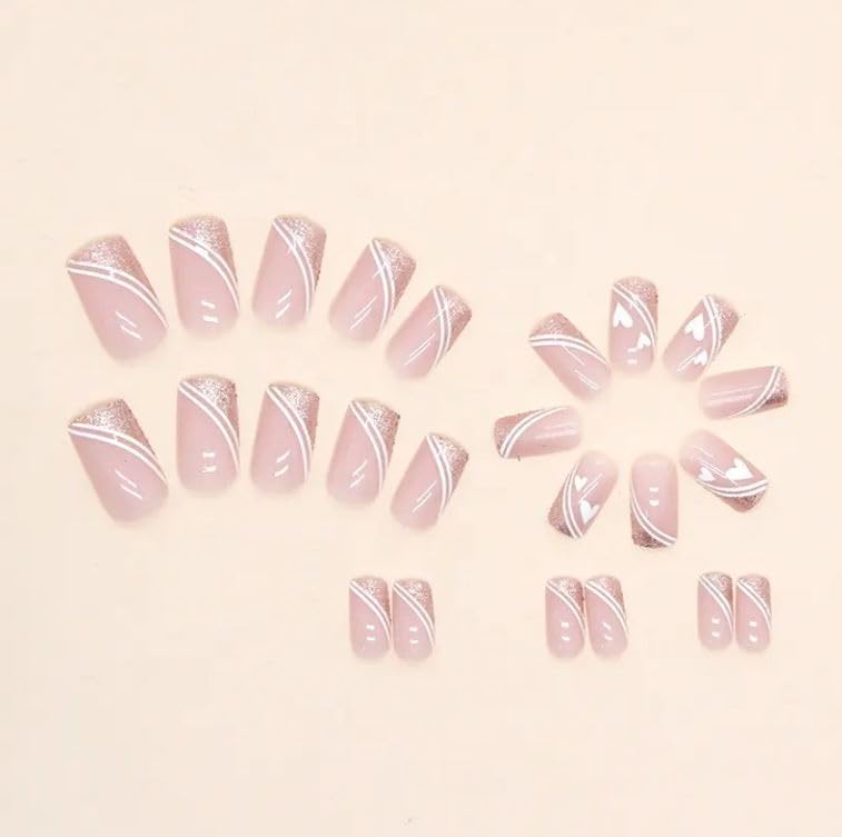 Image of Fashionharbour 24 Reusable Artificial Fake Nail Set| Lightweight & Long Lasting| Easy To Use| Quick Fix For Festivals & Special Occasions (w476)
