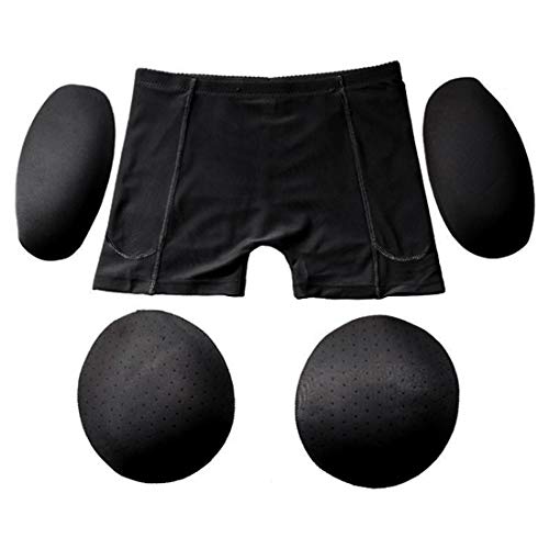Bverionant Calzones Sin Costuras Bragas Push Up con Almohadillas Desmontable para Nalgas Cadera para Mujer Relleno Bragas Nalgas Transpirable Negro L
