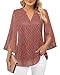 Timeson Work Blouses for Women Office: 3/4 Sleeve - Dressy Tops - Business Casual Ladies Professional Attire Junior V Neck Interview Formal Outfits Semi Sheer