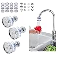 3PCS Sink Water Filter Faucet, Universal 360 ° Rotating Bathroom Sink Filter, Kitchen Faucet Water Filter Removes Chlorine Fluoride Heavy Metals Hard Water for Home Bathroom & Kitchen, w/Cartridges