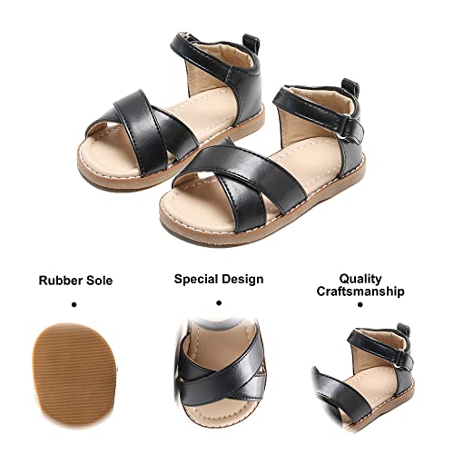 Image of Felix & Flora Toddler Girl Sandals - Flower Girl Dress Shoes Open Toe Little Kid Flats
