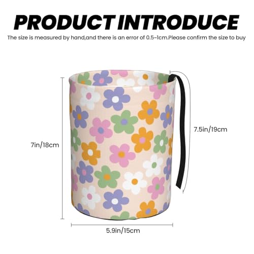 Image of Cute Flowers Floral Car Trash Can Collapsible Garbage Can,Hanging Trash Bag Water Proof with Suitable for Storage for Car Interiors,Home