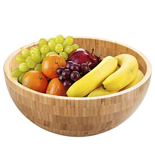 Stylish Handmade Bamboo Fruit Bowl, Wooden Salad Serving Bowl, Modern Wood Bread Basket, Big Round Bowls, Bamboo Salad Bowl Natural Wood Dishware for Fruit Snacks Appetizers Small 14cm*6cm