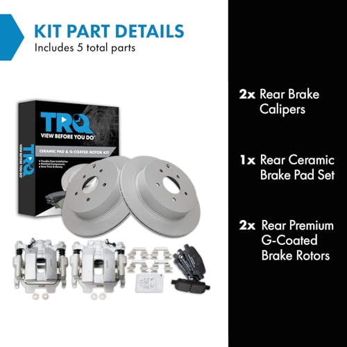 Image of TRQ Rear Brake Pad and Rotor Set Ceramic G Coated Rotors Calipers | For 2011-2017 Infiniti M37 M56 Q50 Q60 Q70 Q70L QX60 JX35 M35h 2009-2017 Nissan Murano Quest Pathfinder