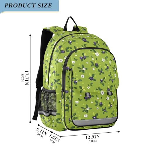 school backpacks for kids 8-12: modern book bags for middle school in assorted colors - Cute Bilberry Fruit Green2