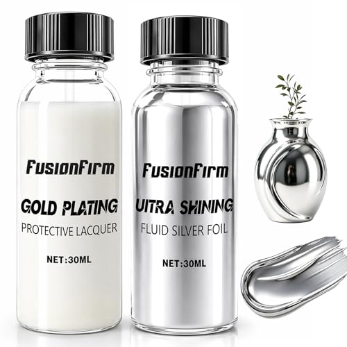 FusionFirm Liquid Leaf Paint - Alcohol-Based Airbrush Paint - High Gloss Finish Silver 1 Fl Oz