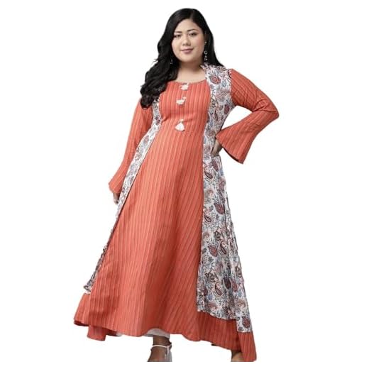 Yash Gallery Women's Viscose Anarkali Floral Kurta - Multicolor