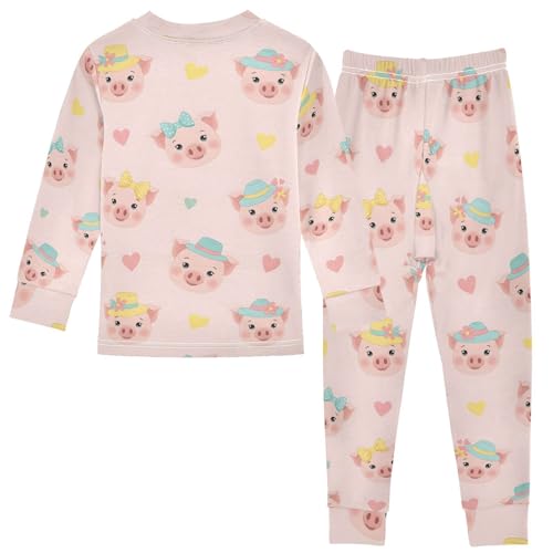 Pajama Sets Long Sleeve Cute Pig Faces with Hats Soft Comfy Sleepwear 2 Piece PJS 3-8T3