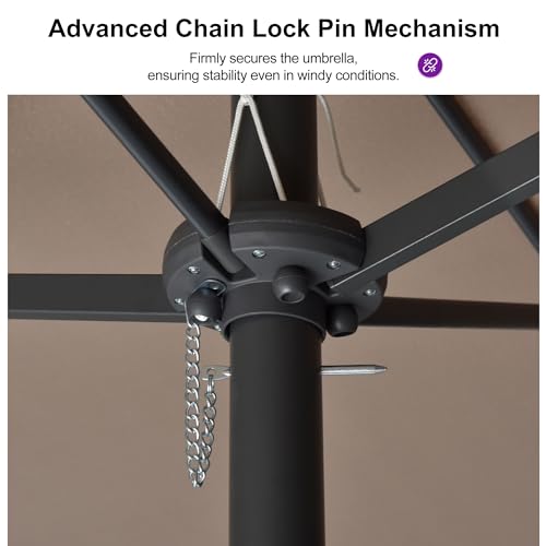 PURPLE LEAF 15ft Patio Market Umbrella with Base Double-Sided Rectangle Outdoor Table Sun Umbrellas with Crank 12 Heavy Duty Sturdy Ribs for Pool Beach Deck Backyard Taupe — view 5