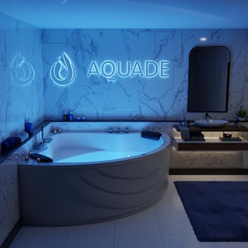AQUADE Acryl Eckbadewanne 150x150 cm Modell: Koblenz/Kassel Badewanne Komplettset - Wählen Sie Ihre perfekte Wanne: Ab-Überlauf mit Zulauf, Wannenrandarmatur, Nackenkissen, LED – Bild 8