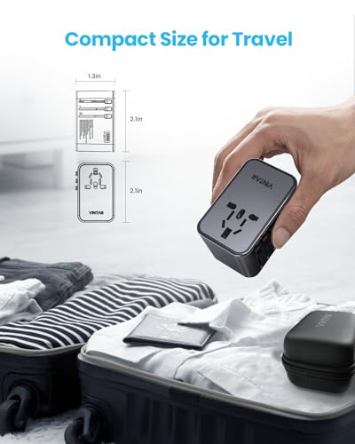Image of Universal Travel Adapter, VINTAR 75W GaN International Power Adapter with 3 USB-C PD and 2 USB-A QC Charging Ports, All-in-one Outlet Converter Wall Charger for Europe UK USA AUS(Type C /G /A /I), Grey
